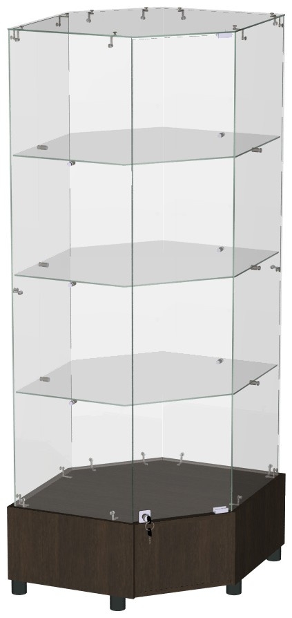 Витрина музейная вертикальная со стеклом выставочная (шестиугольная) (малая/большая))