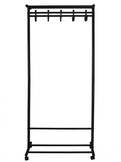 Вешалка напольная на колесах  металлик с крючками